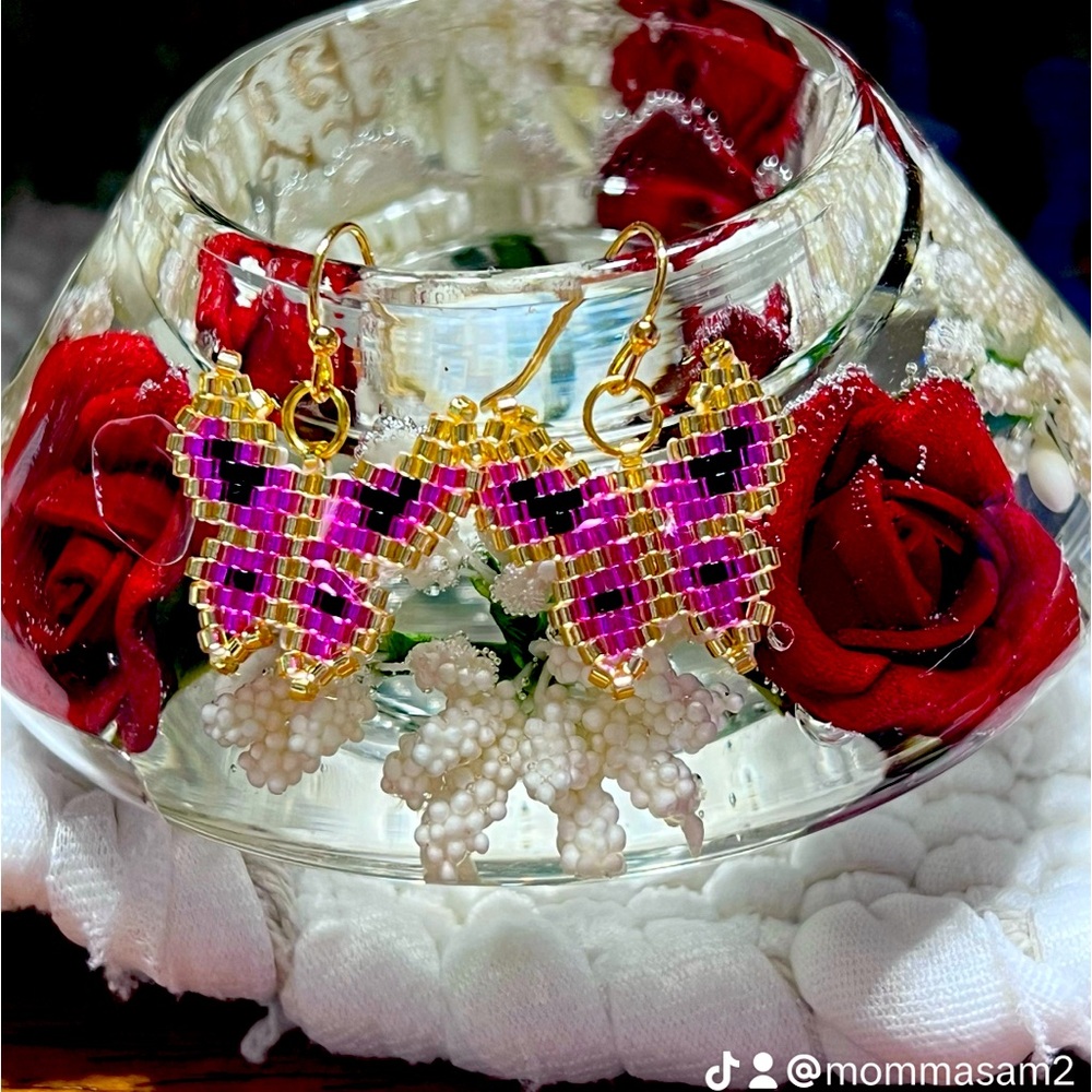 Small beaded butterfly earings